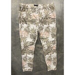 Charlie B All Over Floral Print Straight Leg Pants Pull On Stretch Womens Large